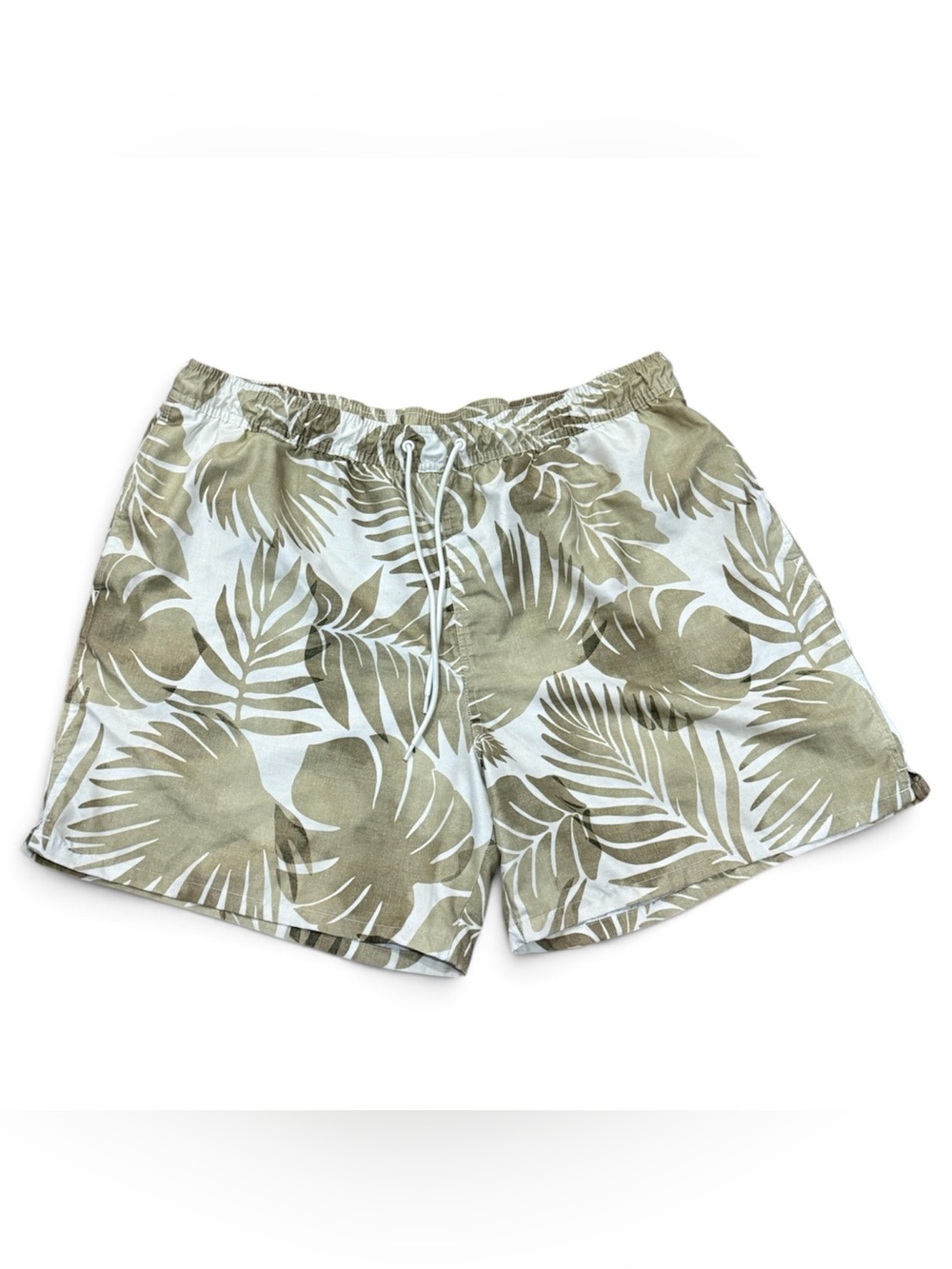 Goodfellow & Co Olive and White Tropical Print Swim Trunks XXL